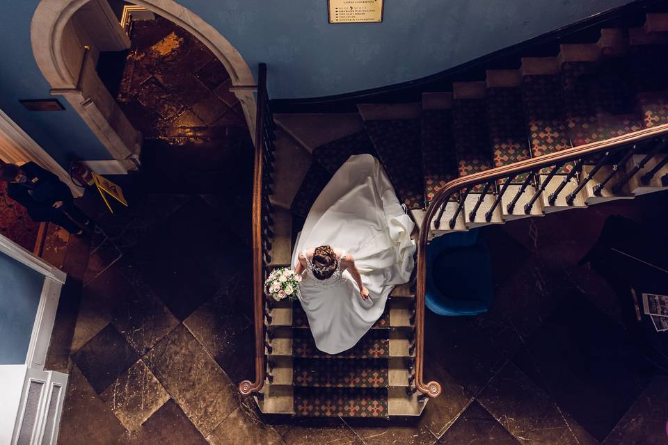 Beautiful bride on the stairs