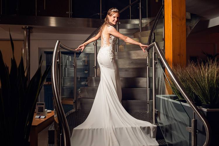 Stunning bride on staircase