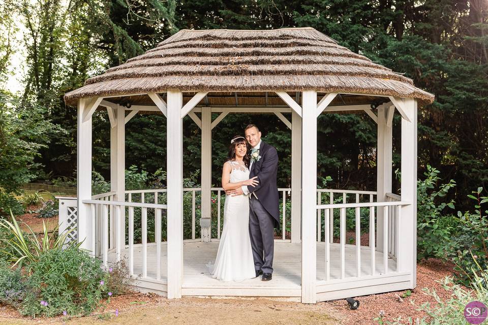 Bride and groom outdoors