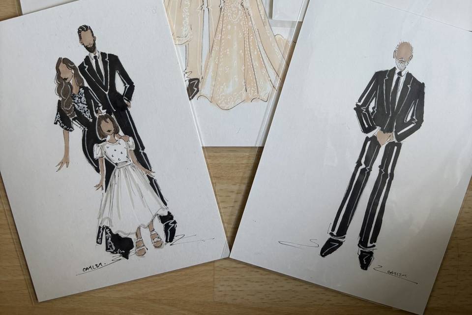 A6 wedding illustrations