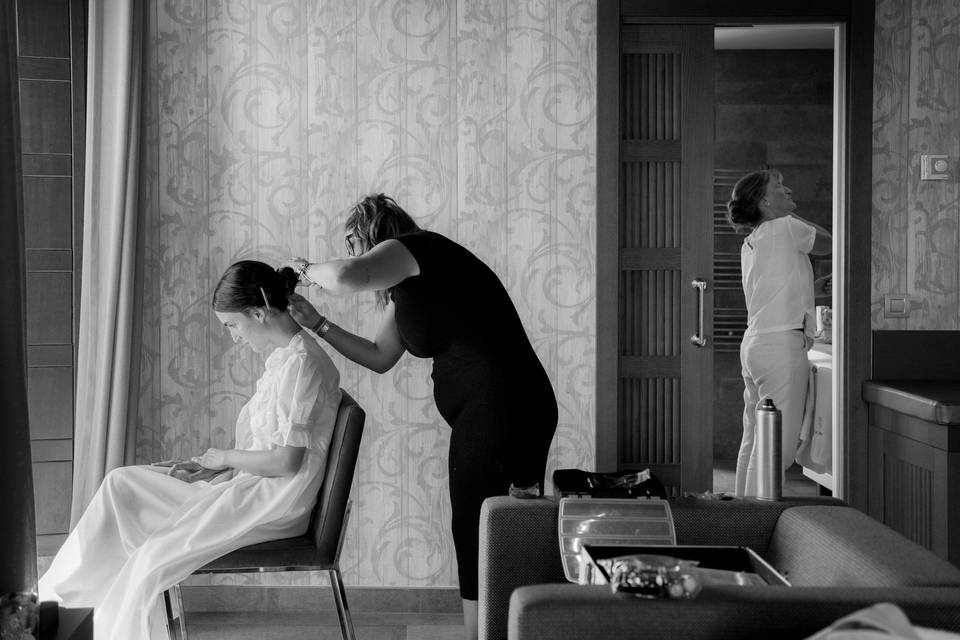 Bride getting prepared