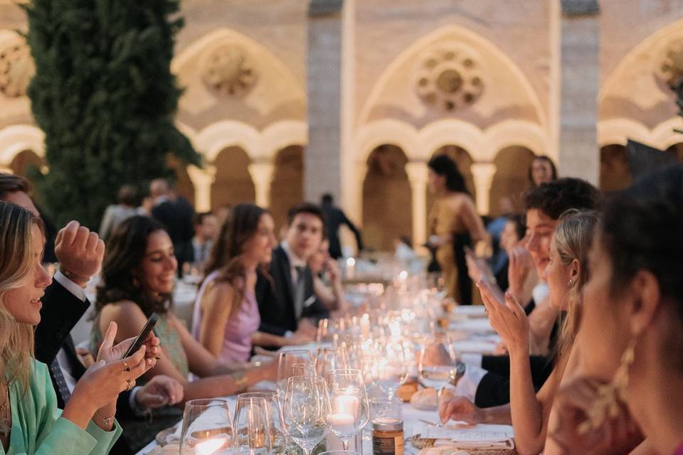 Guests having dinner