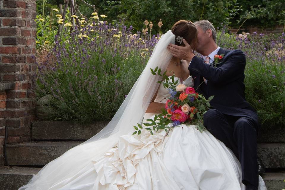 Newlyweds kiss