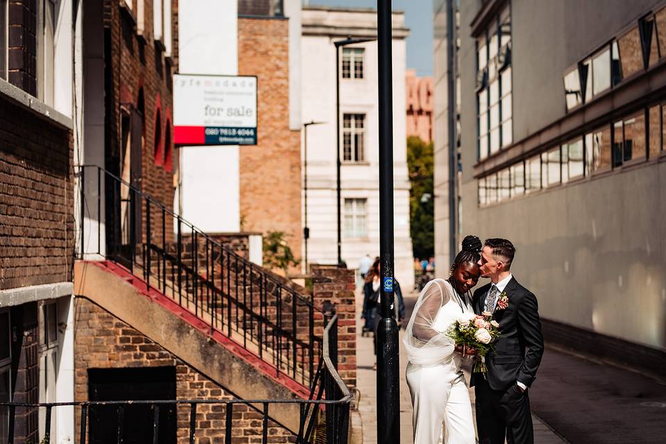 Couple embracing