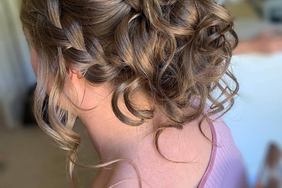 Braided updo with curls