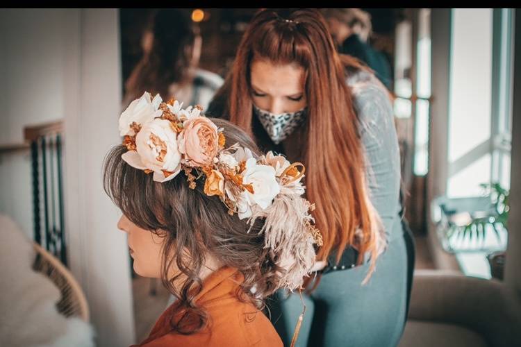 Boho braid with flower crown