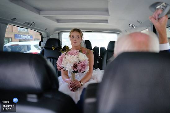 Bride & Father in the Taxi