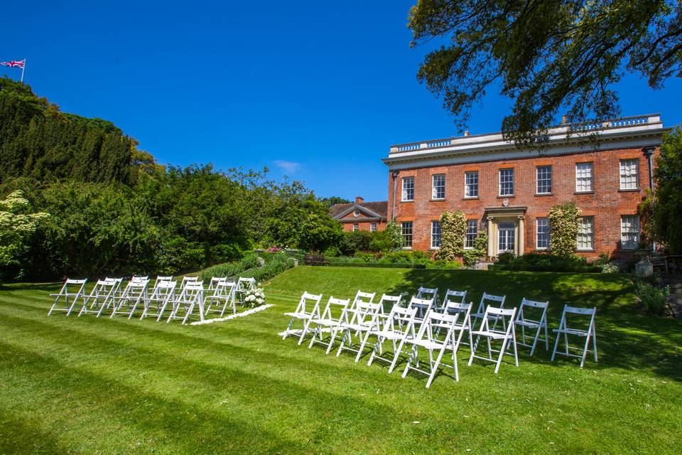 Outdoor ceremony by lake