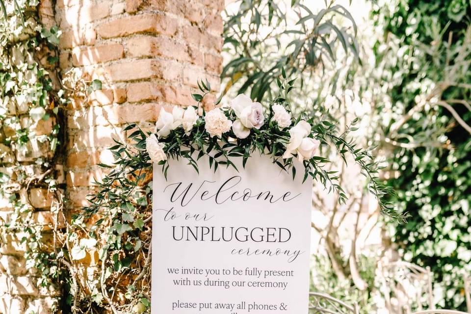 Unplugged ceremony sign