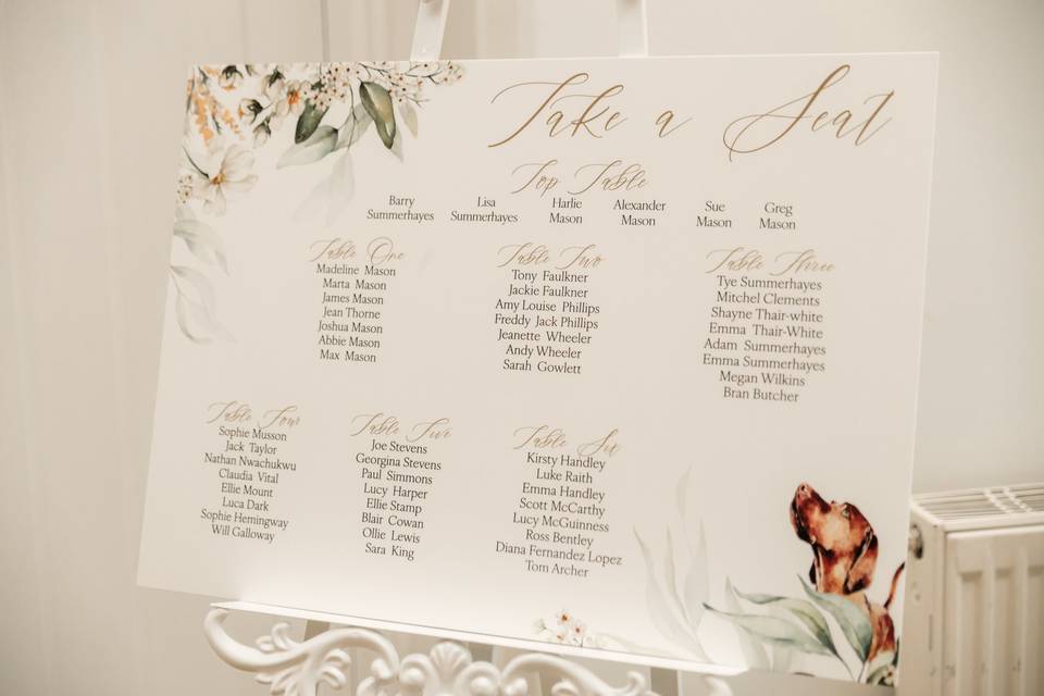 Landscape bespoke table plan