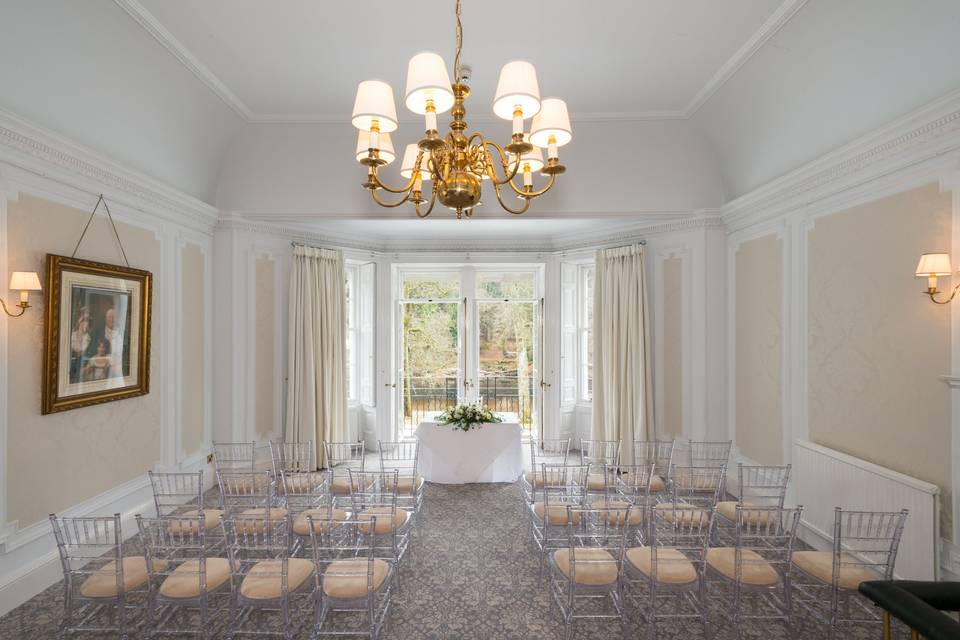 Ceremony and chandelier