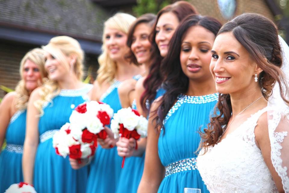 Bride and bridesmaids