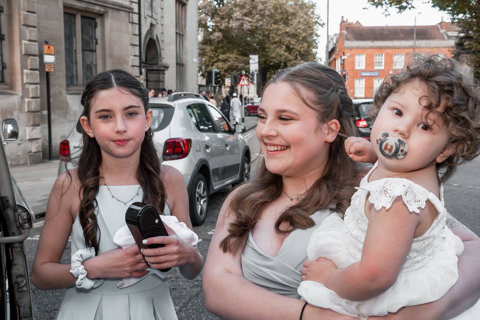 Excited bridesmaids