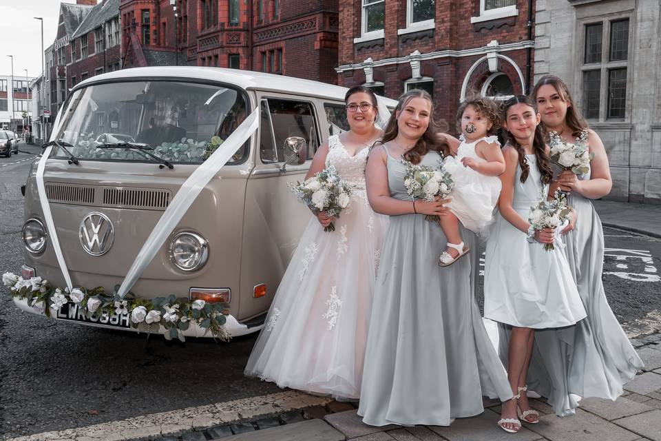 VW Camper with the girls