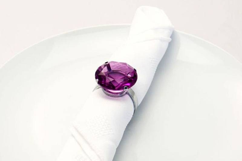 Purple diamond napkin rings