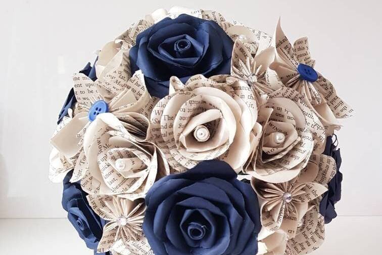 Navy blue and book bouquet