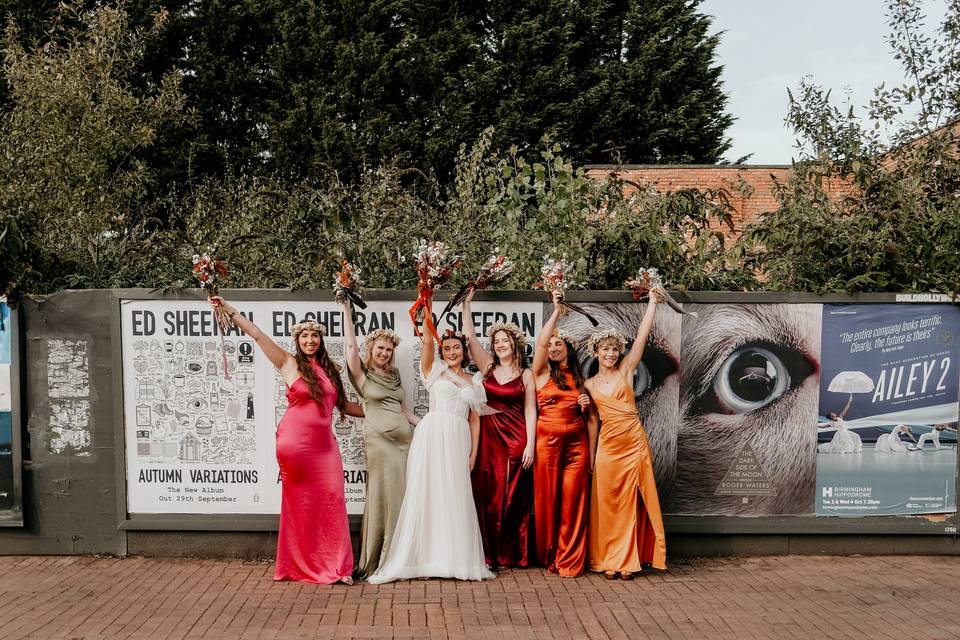 Bridesmaids and bouquets