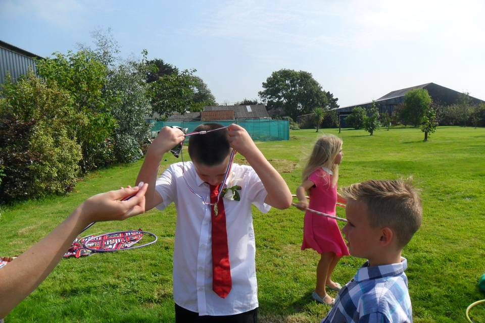 Balancing bean bag race