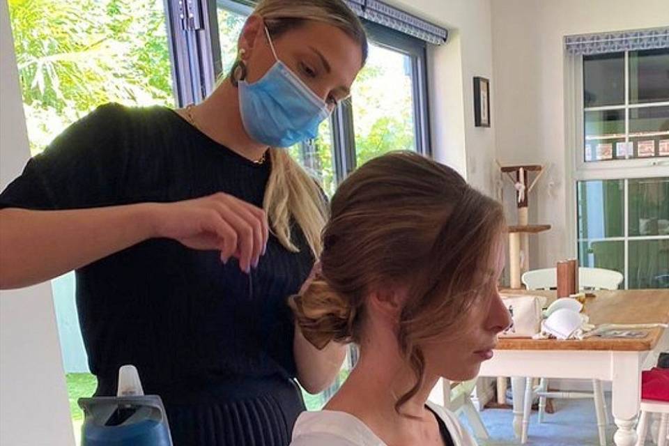 Bridal hair action shot