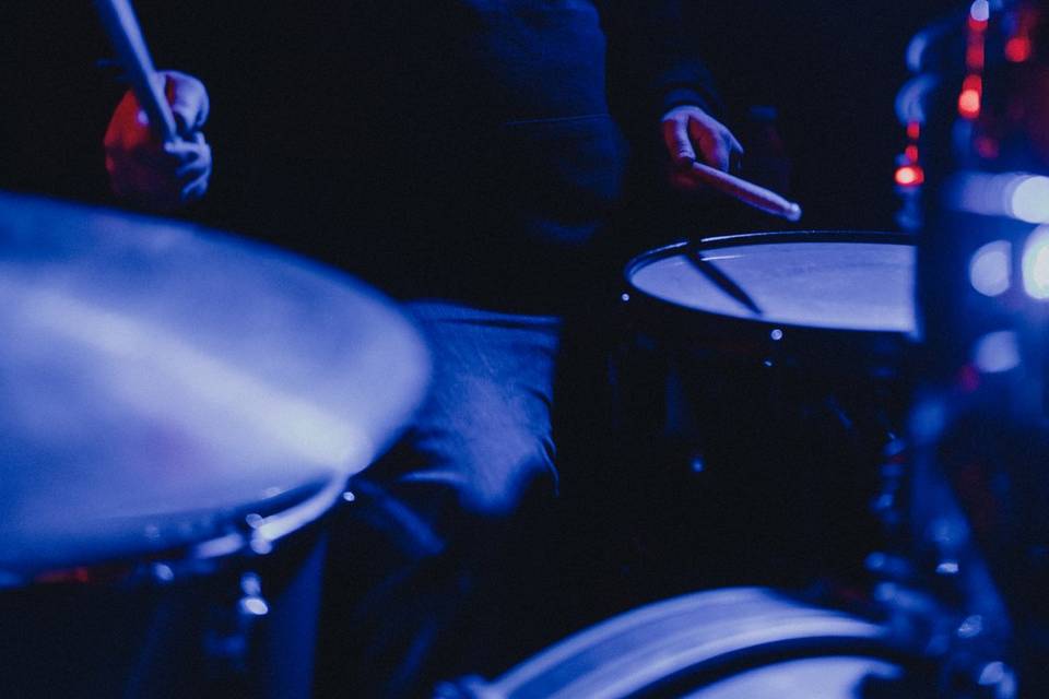 Chester playing the drums