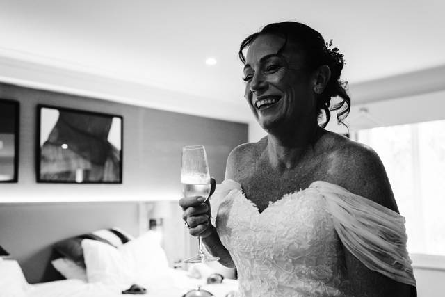 The Bride calming her nerves