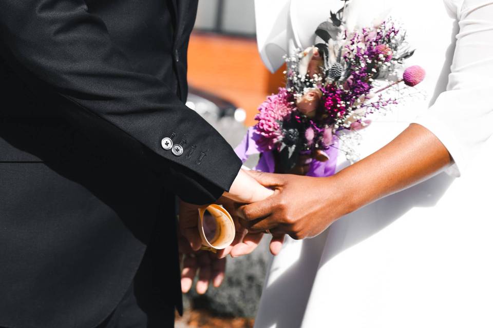Bride and Groom Holding hands