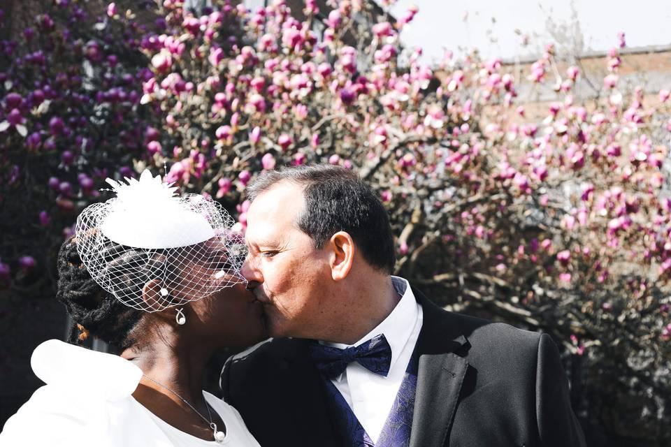 Bride and Groom Kissing