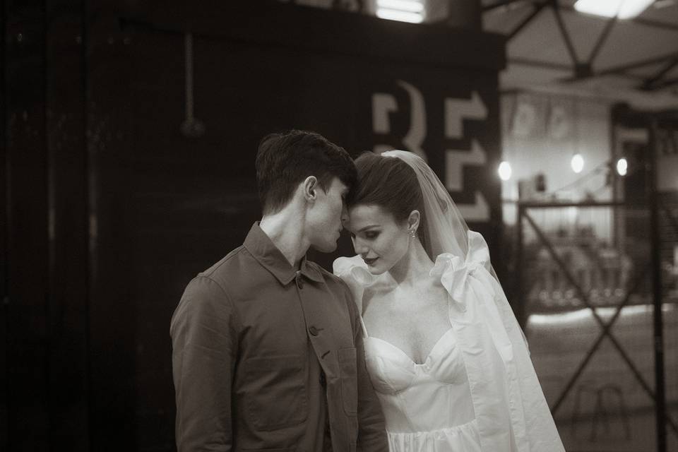 Bride in brewery