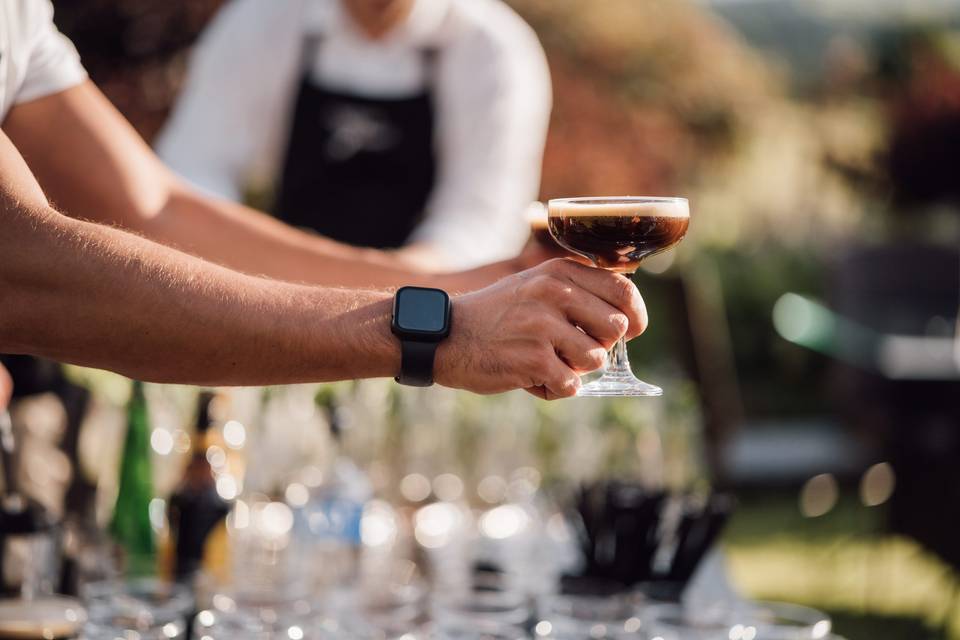 Espresso martinis being served