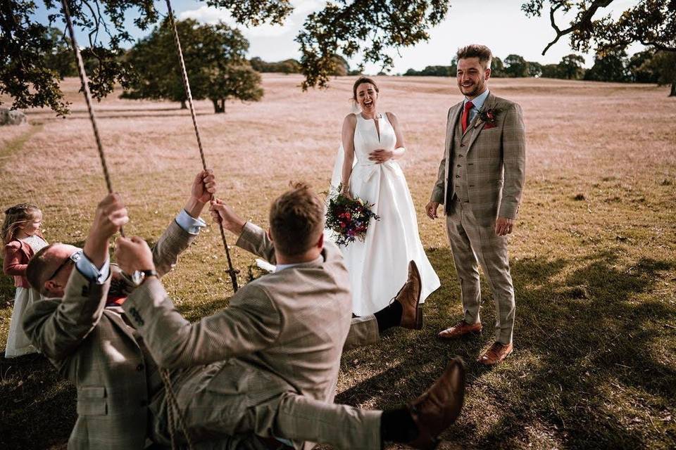 Guests enjoying the oak tree