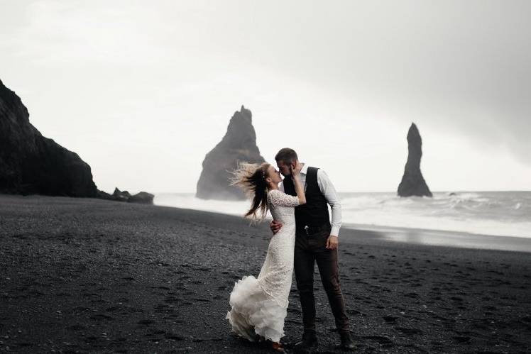 Newlyweds on the beach