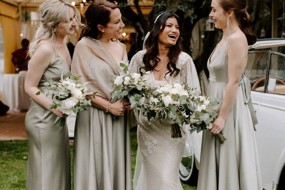 Bride and bridesmaids