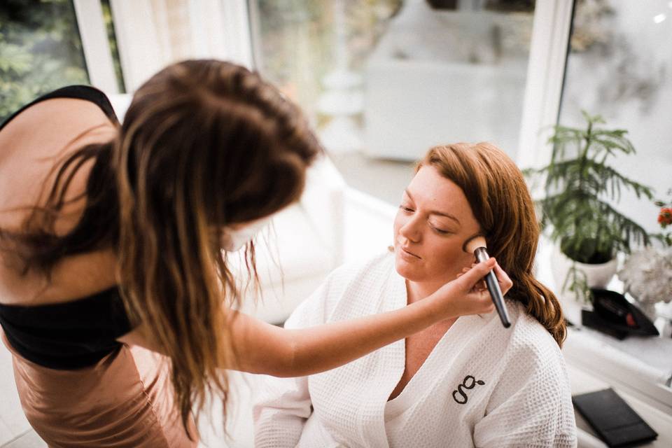 Makeup artist playing makeup