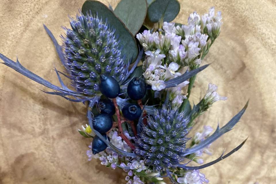 Sea Holly buttonhole