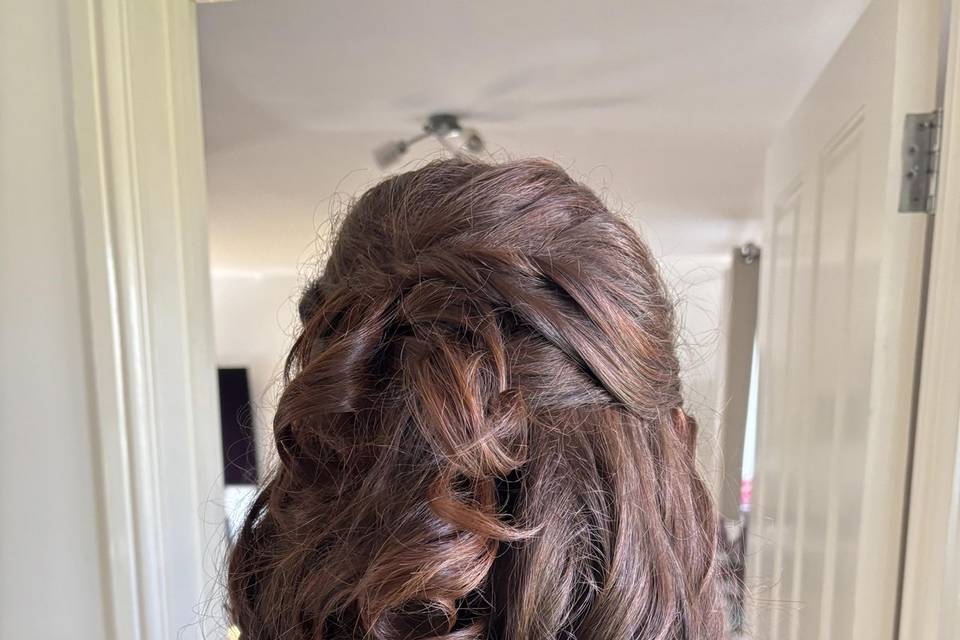 Curled half up