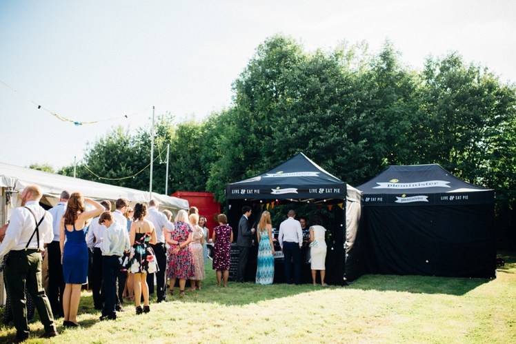 Guests queueing for pie