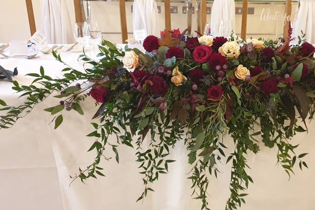 Long & low top table flowers