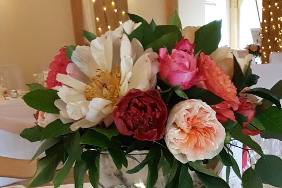 Silver punch bowl table centre