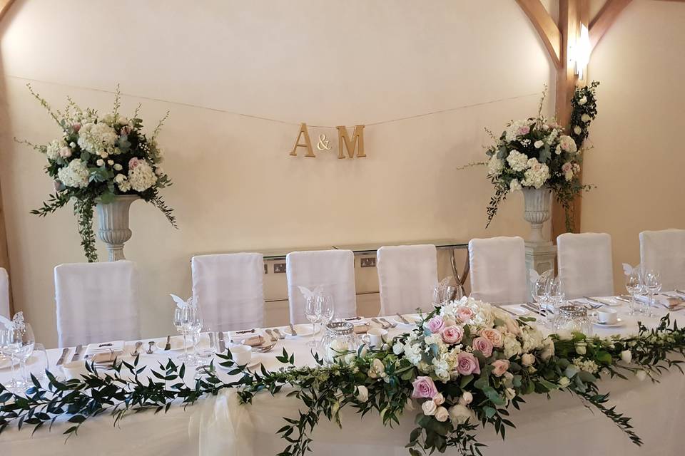 Top tables florals and urns