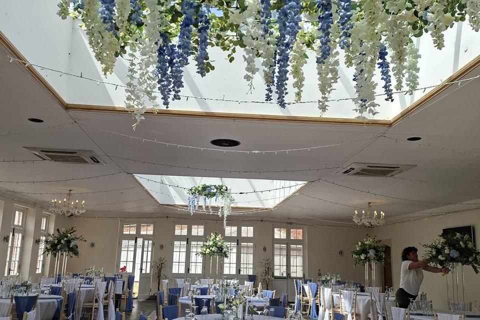 Blue wedding reception