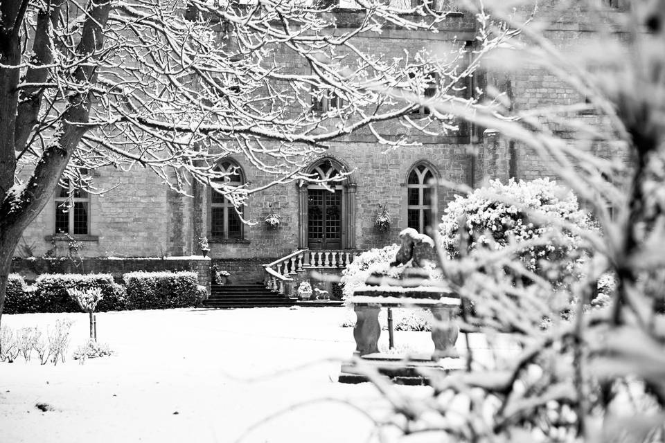 Clearwell Castle in the snow