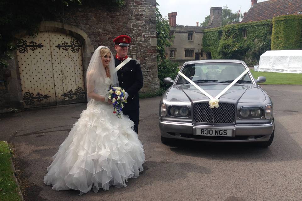 Bride and Groom with Bentley