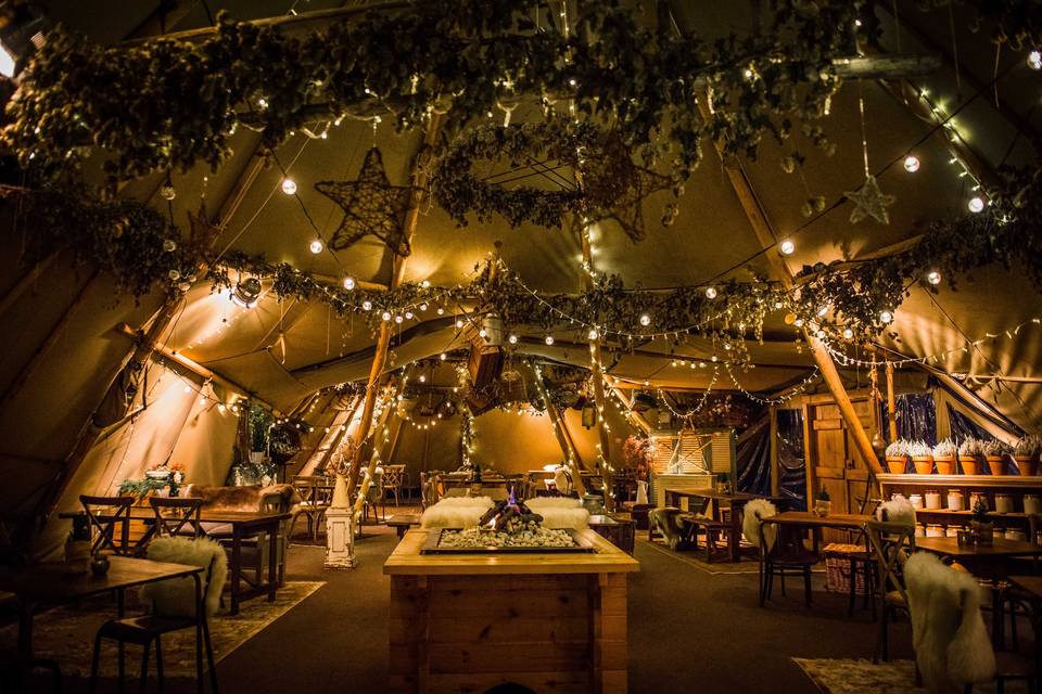 The Tipis by Night