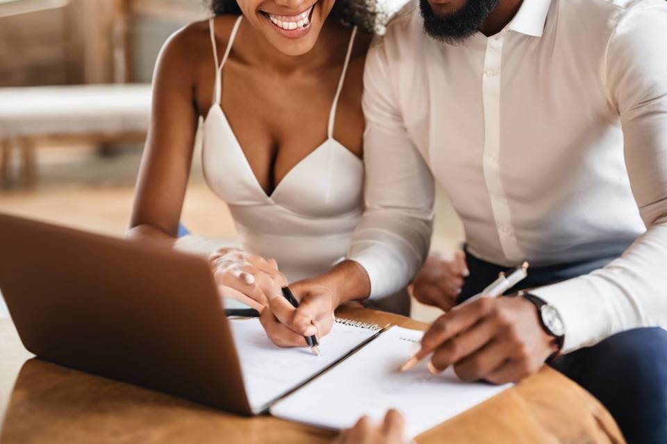 Couple planning their wedding