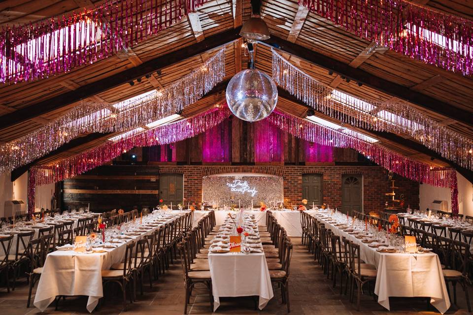 A barn but make it disco