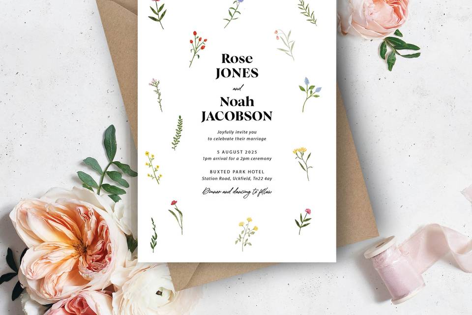 Rose wedding invitations