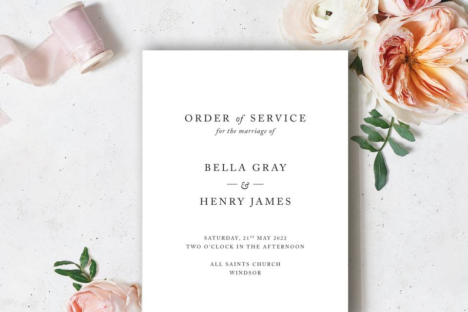 Bella order of service