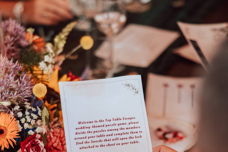 Our Wedding game at a wedding