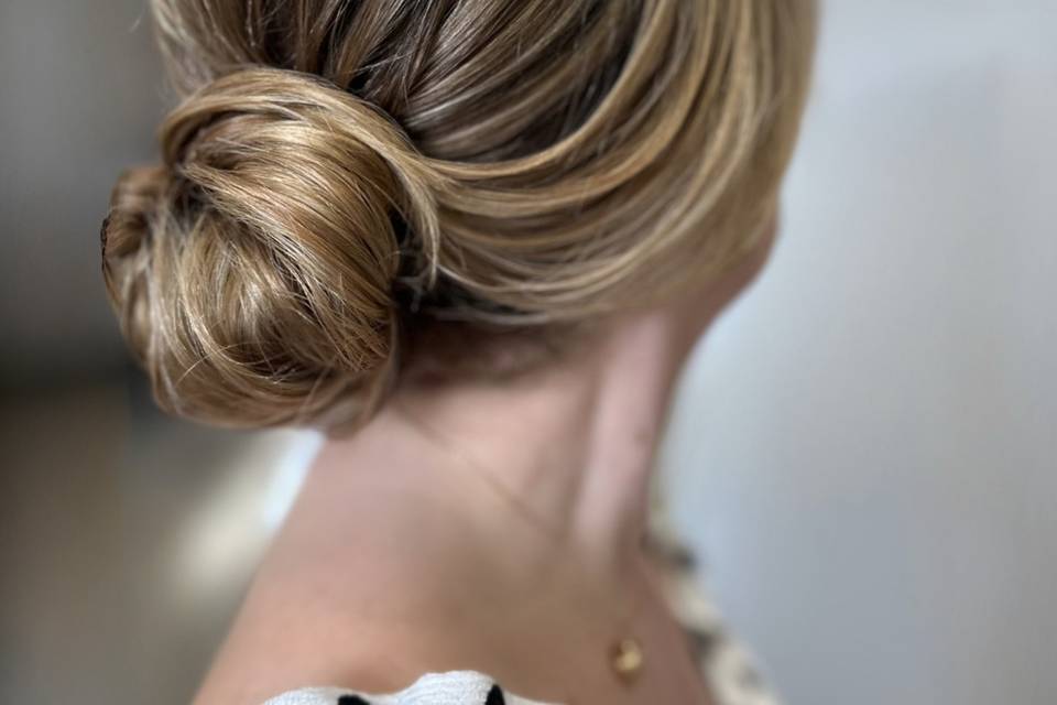 Soft smooth textured updo