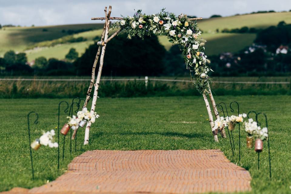 A beautiful birch arch